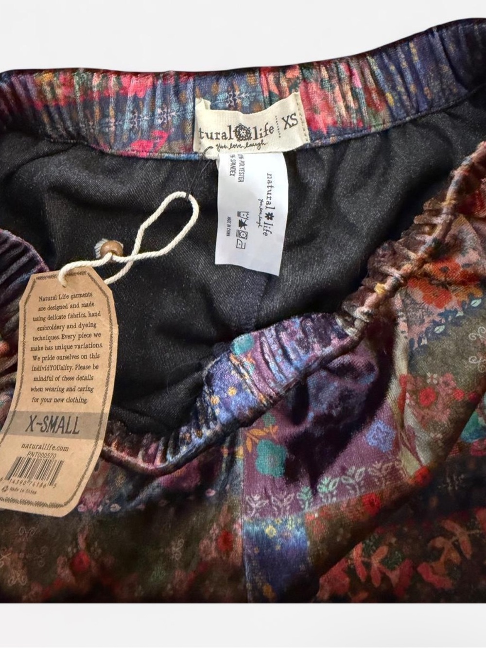 NATURAL LIFE Patchwork Floral Velvet Trousers - Purple, Blue, Orange, Pink - Picture 4 of 4